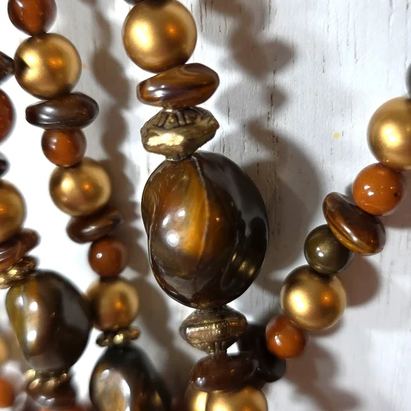 Boho Earthy Brown Beaded Necklace and Earring Set - Picture 7 of 7